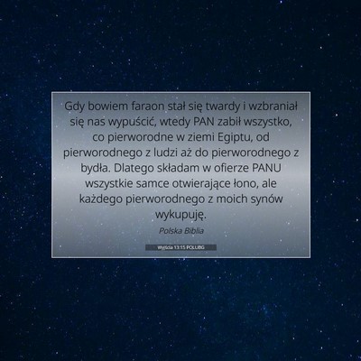 Wyjścia 13:15 POLUBG Obraz Wersetu Biblijnego