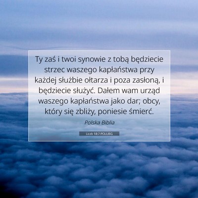 Liczb 18:7 POLUBG Obraz Wersetu Biblijnego