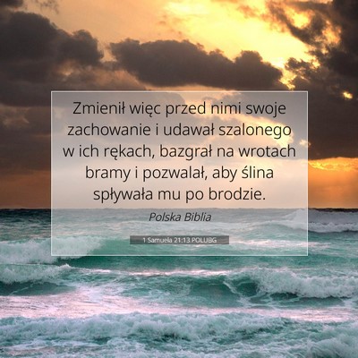 1 Samuela 21:13 POLUBG Obraz Wersetu Biblijnego
