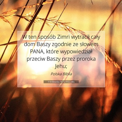 1 Królewska 16:12 POLUBG Obraz Wersetu Biblijnego