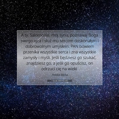 1 Kronik 28:9 POLUBG Obraz Wersetu Biblijnego