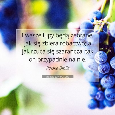 Izajasza 33:4 POLUBG Obraz Wersetu Biblijnego