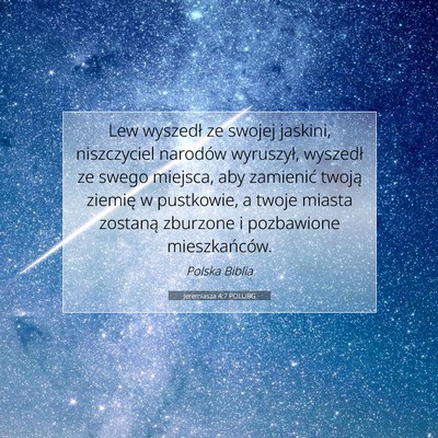 Jeremiasza 4:7 POLUBG Obraz Wersetu Biblijnego
