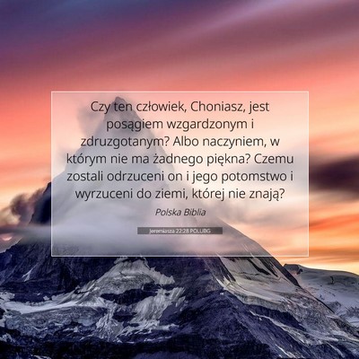 Jeremiasza 22:28 POLUBG Obraz Wersetu Biblijnego