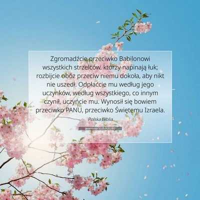 Jeremiasza 50:29 POLUBG Obraz Wersetu Biblijnego