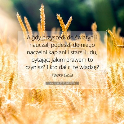 Mateusza 21:23 POLUBG Obraz Wersetu Biblijnego