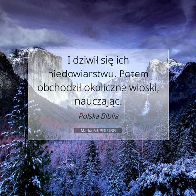 Marka 6:6 POLUBG Obraz Wersetu Biblijnego