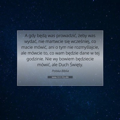 Marka 13:11 POLUBG Obraz Wersetu Biblijnego