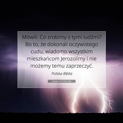 Dzieje 4:16 POLUBG Obraz Wersetu Biblijnego