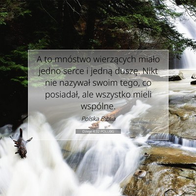 Dzieje 4:32 POLUBG Obraz Wersetu Biblijnego