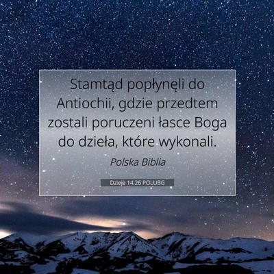 Dzieje 14:26 POLUBG Obraz Wersetu Biblijnego