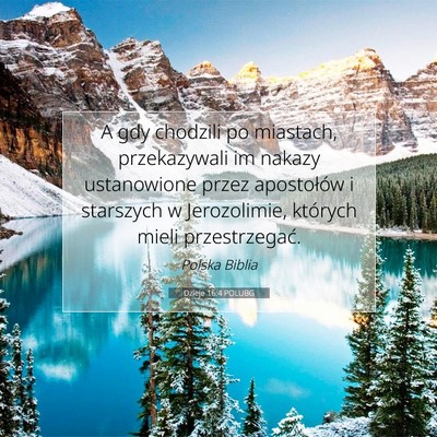 Dzieje 16:4 POLUBG Obraz Wersetu Biblijnego