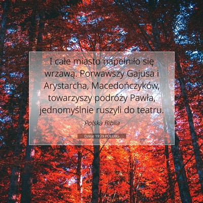 Dzieje 19:29 POLUBG Obraz Wersetu Biblijnego