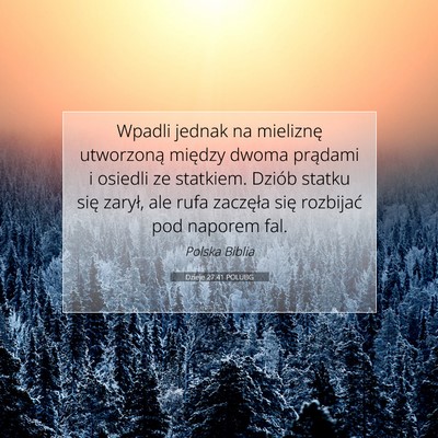 Dzieje 27:41 POLUBG Obraz Wersetu Biblijnego