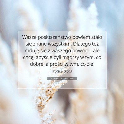 Rzymian 16:19 POLUBG Obraz Wersetu Biblijnego