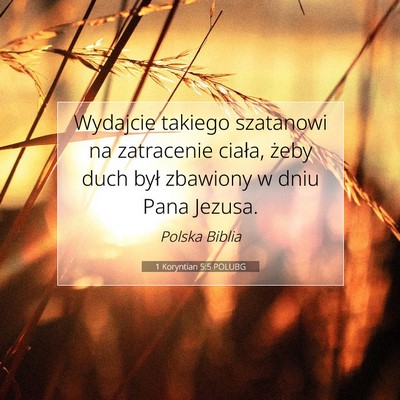 1 Koryntian 5:5 POLUBG Obraz Wersetu Biblijnego