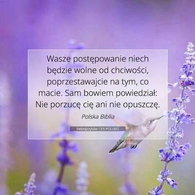 Hebrajczyków 13:5 POLUBG Obraz Wersetu Biblijnego