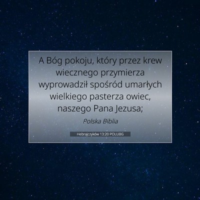Hebrajczyków 13:20 POLUBG Obraz Wersetu Biblijnego